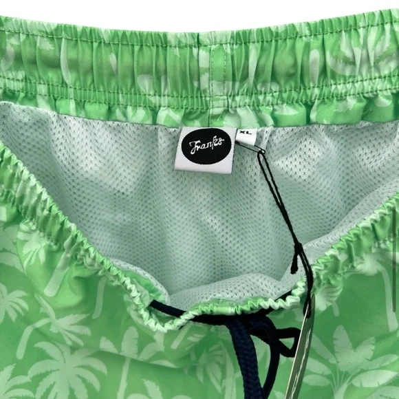 FRANKS mens XL palm tree Sage green print swim shorts trunks w mesh support - Picture 11 of 15